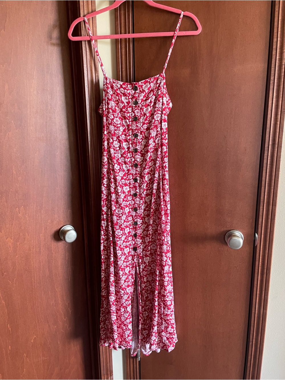 Universal Thread Red Floral Midi Dress with Buttons
